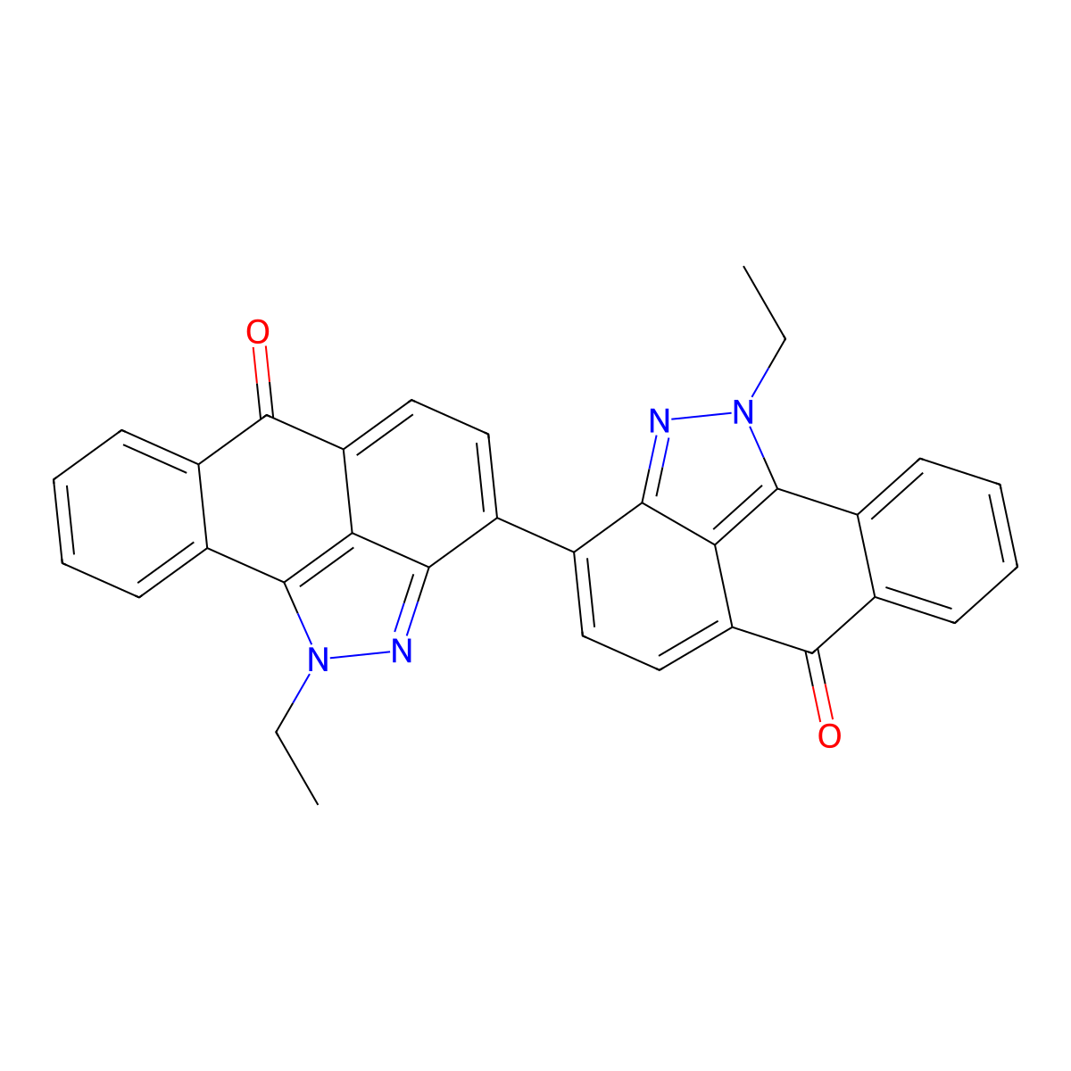 [3,3'-Bianthra[1,9-cd]pyrazole]-6,6'(1H,1'H)-dione, 1,1'-diethyl- molecular structure, CAS 4203-77-4