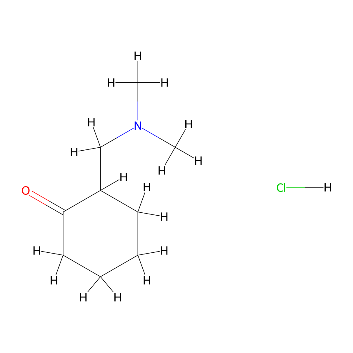2-(Dimethylaminomethyl)-1-cyclohexanone hydrochloride molecular structure, CAS 42036-65-7