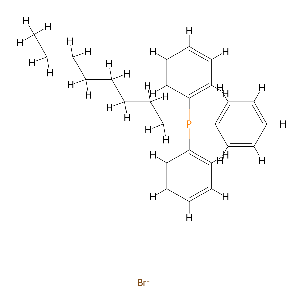 Octyltriphenylphosphonium bromide molecular structure, CAS 42036-78-2