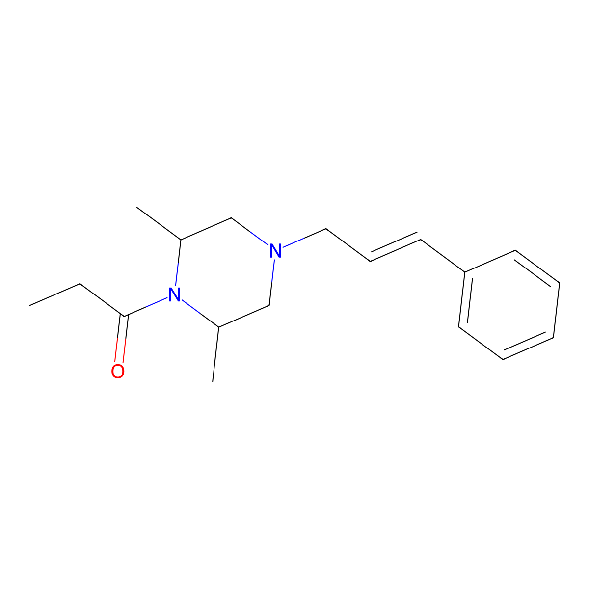 Piperazine, 4-cinnamyl-2,6-dimethyl-1-propionyl- molecular structure, CAS 4204-01-7