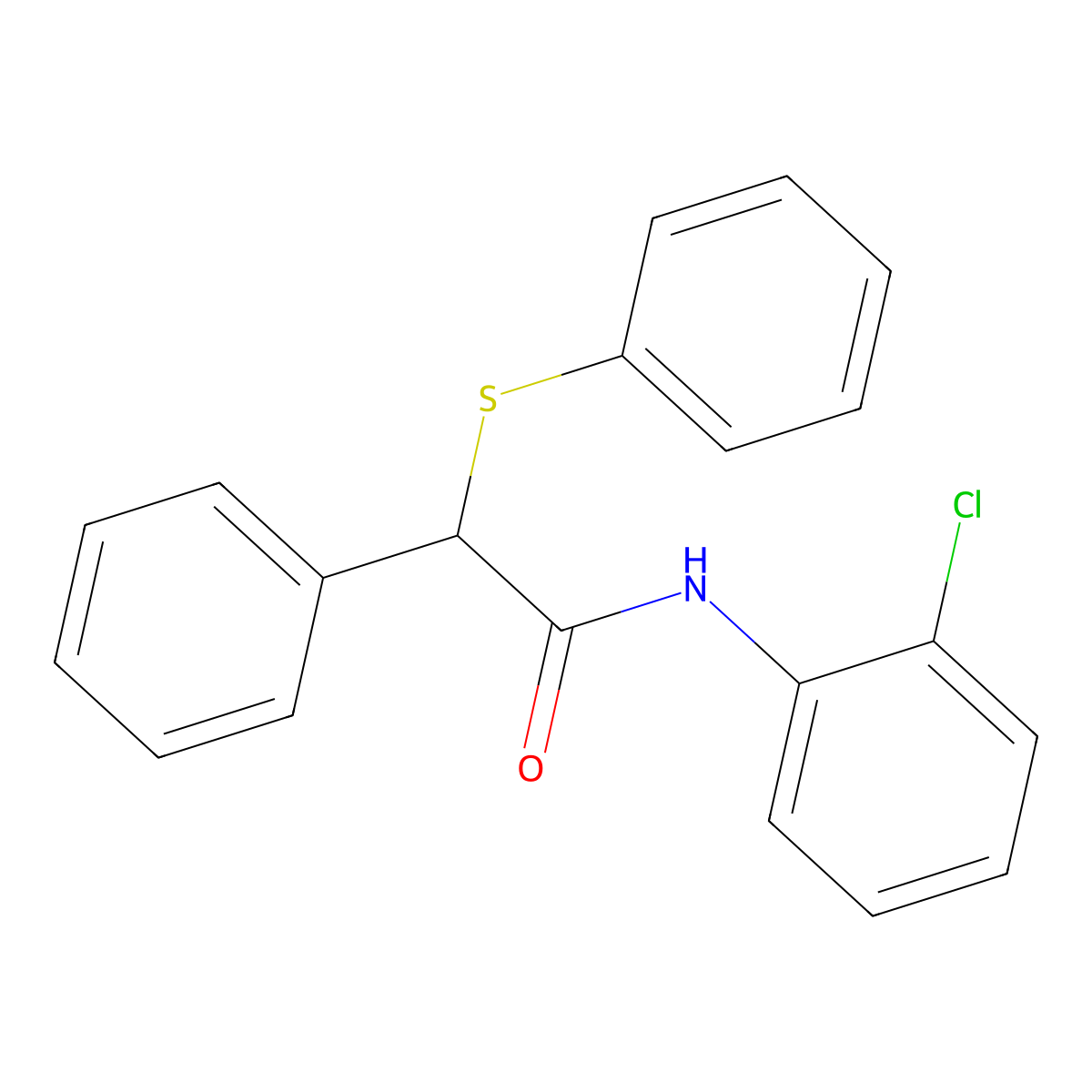 N-(2-chlorophenyl)-2-phenyl-2-(phenylsulfanyl)acetamide molecular structure, CAS 4204-30-2