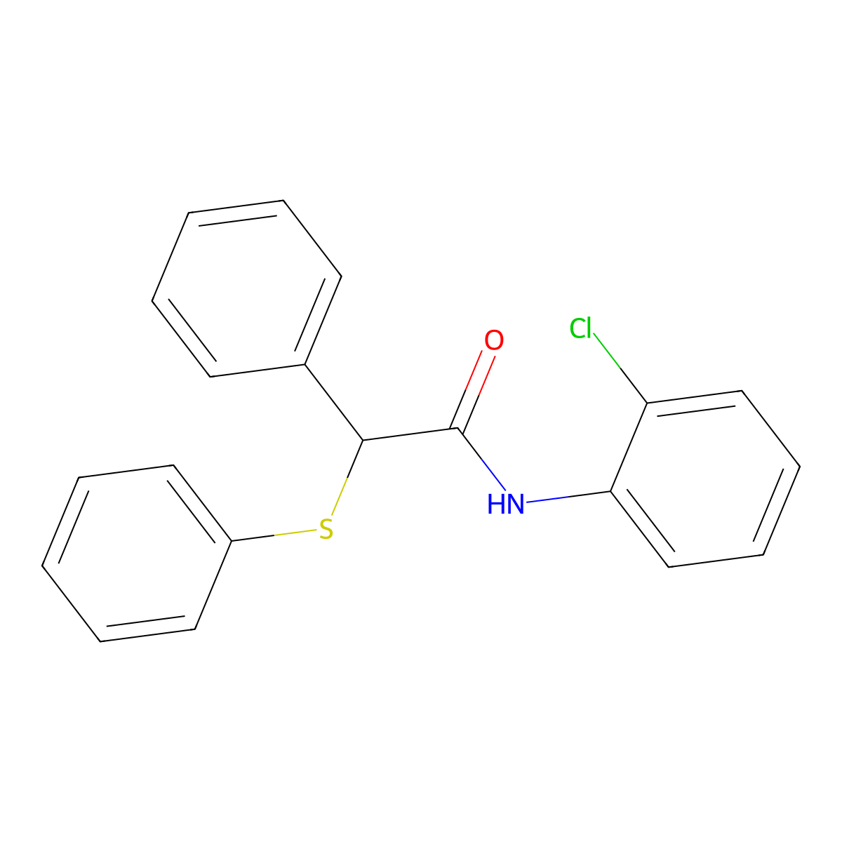 N-(2-chlorophenyl)-2-phenyl-2-(phenylsulfanyl)acetamide molecular structure, CAS 4204-30-2