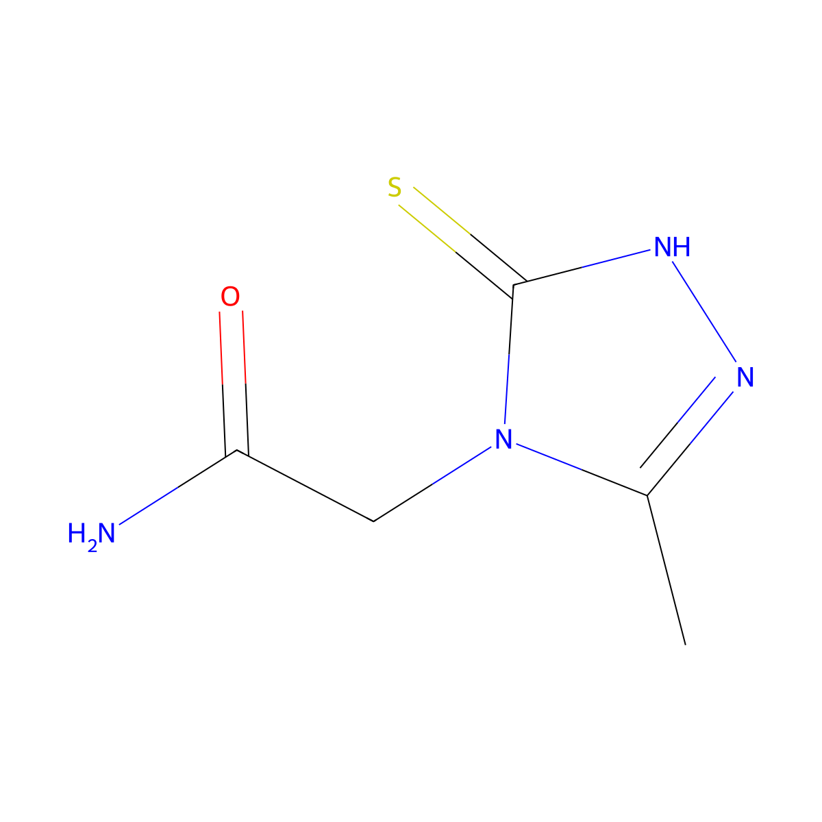 2-(3-methyl-5-sulfanyl-4H-1,2,4-triazol-4-yl)acetamide molecular structure, CAS 42047-30-3