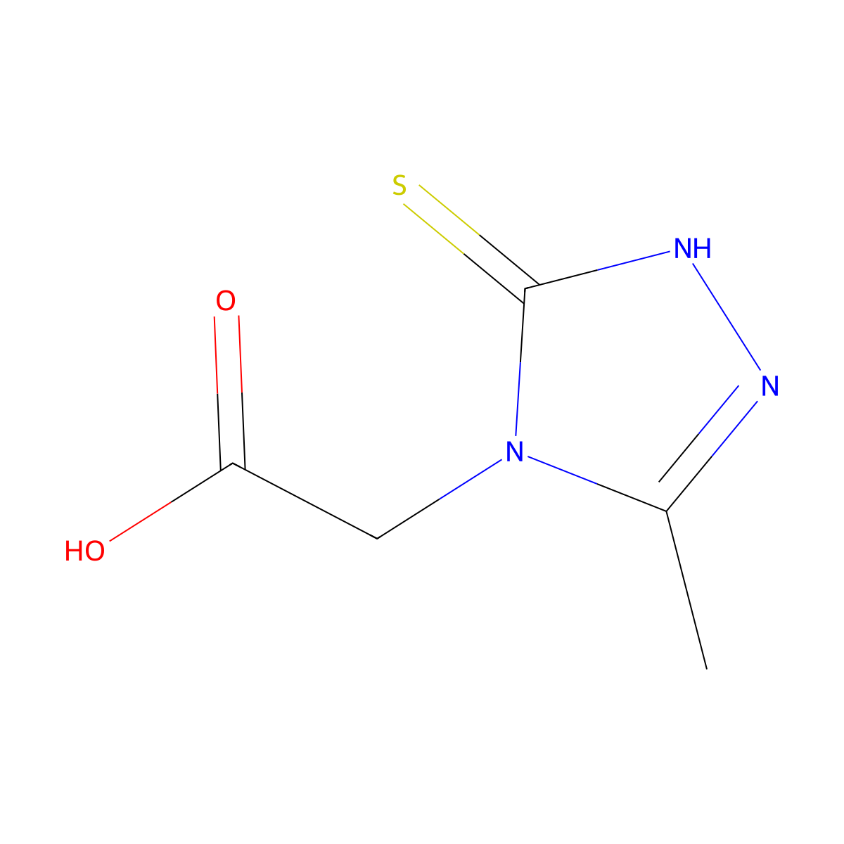 2-(3-methyl-5-thioxo-1H-1,2,4-triazol-4(5H)-yl)acetic acid molecular structure, CAS 42047-33-6