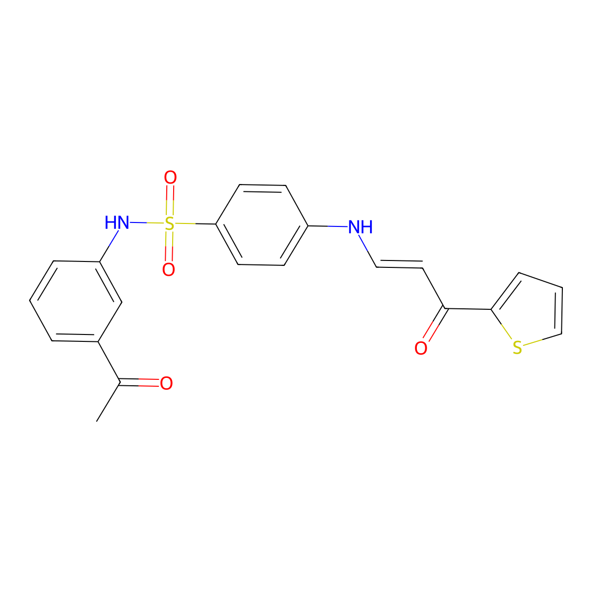 N-(3-Acetylphenyl)-4-{[3-oxo-3-(thiophen-2-yl)prop-1-en-1-yl]amino}benzene-1-sulfonamide molecular structure, CAS 4205-53-2