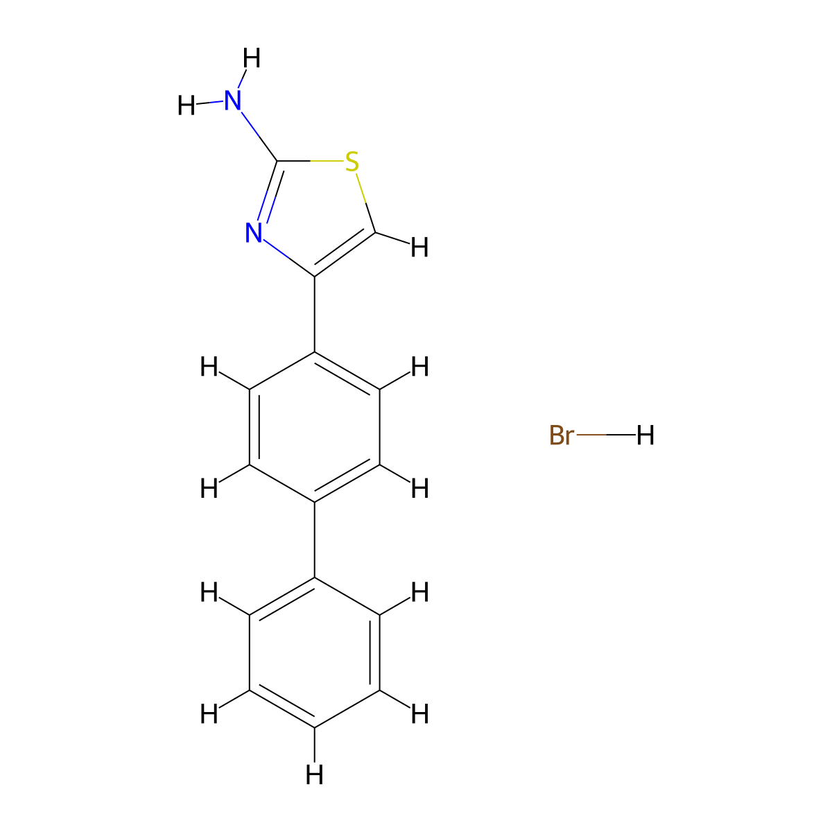 4-Biphenyl-4-YL-thiazol-2-ylamine hydrobromide molecular structure, CAS 42056-63-3
