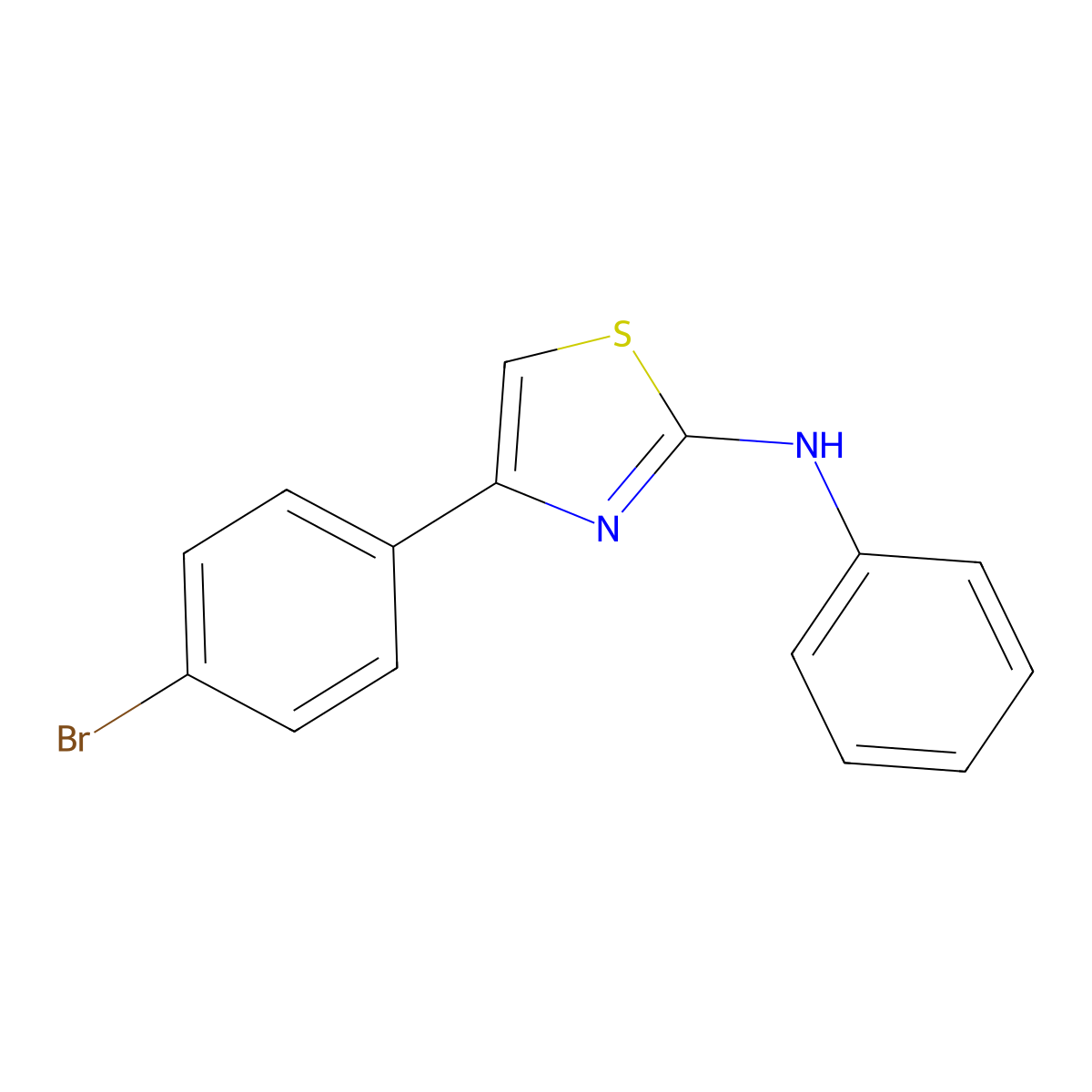 4-(4-bromophenyl)-N-phenyl-1,3-thiazol-2-amine molecular structure, CAS 42056-77-9