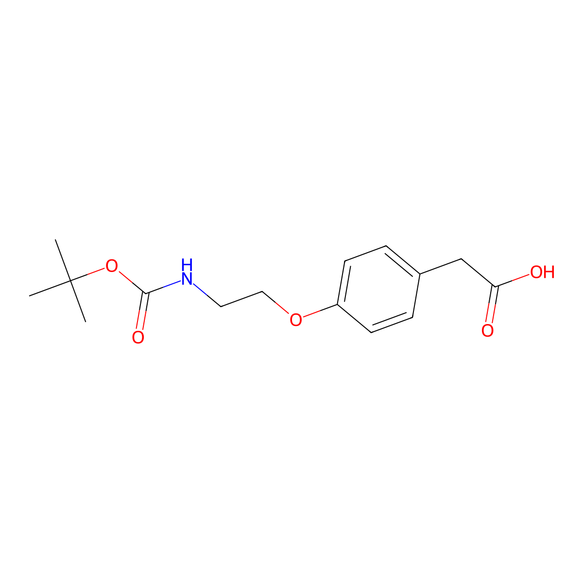 2-[4-(2-{[(Tert-butoxy)carbonyl]amino}ethoxy)phenyl]acetic acid molecular structure, CAS 42058-51-5