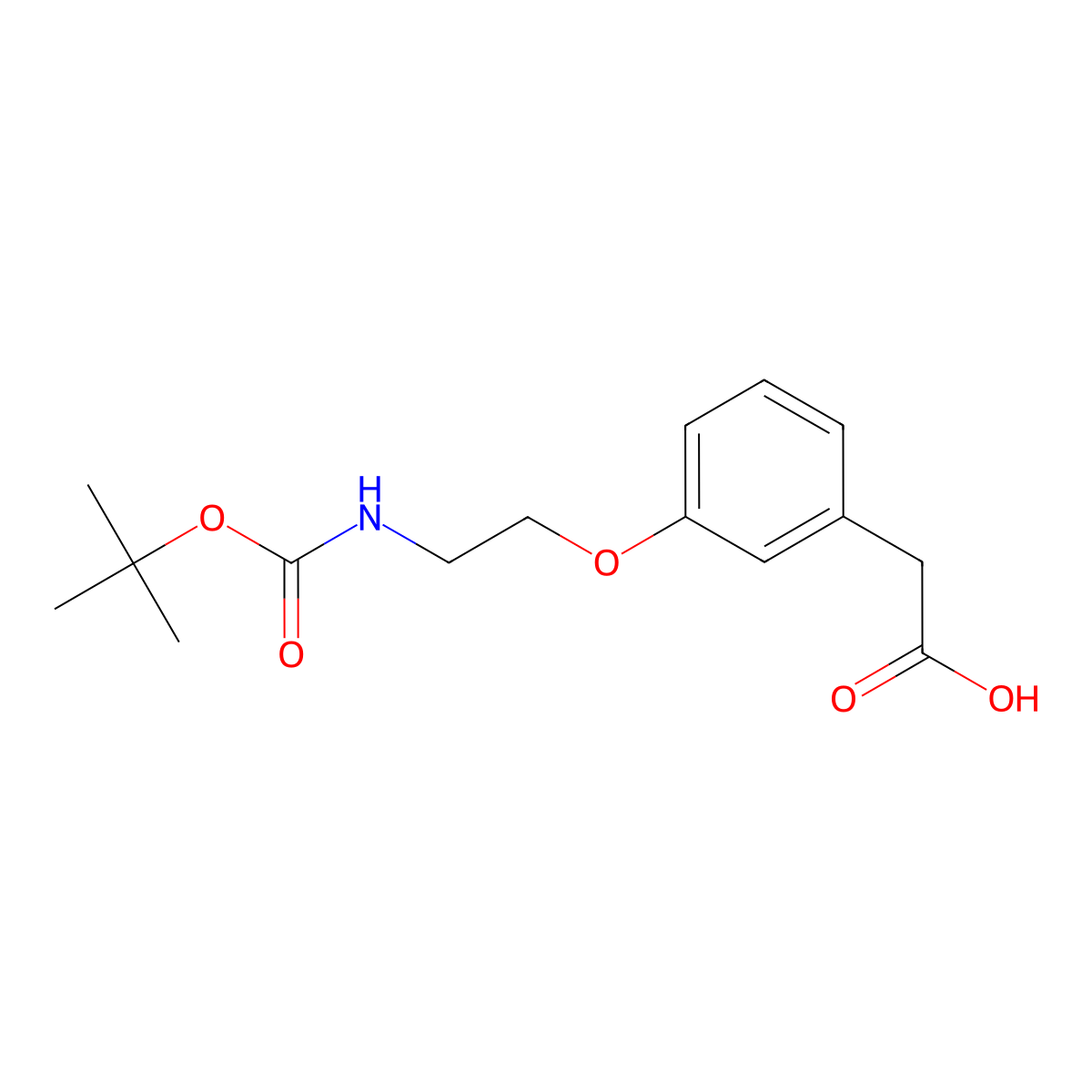 2-[3-(2-{[(Tert-butoxy)carbonyl]amino}ethoxy)phenyl]acetic acid molecular structure, CAS 42058-81-1