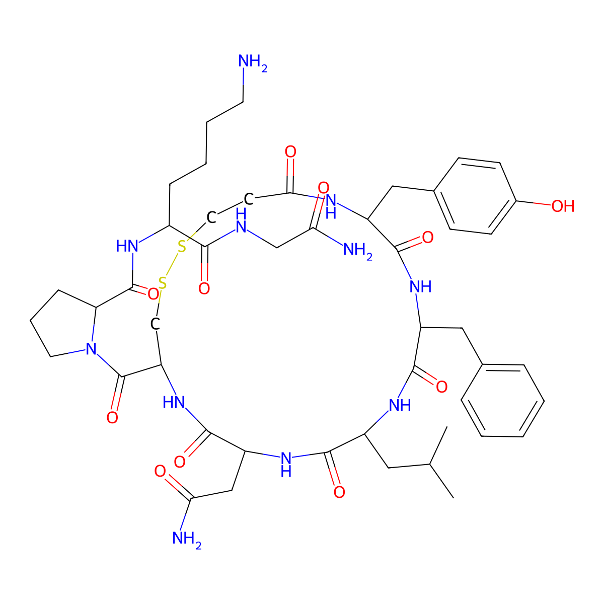 Vasopressin, 1-deamino-leu(4)-lys(8)- molecular structure, CAS 42061-33-6