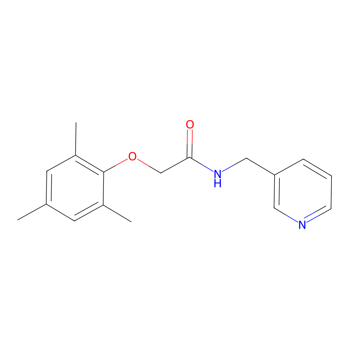 N-(pyridin-3-ylmethyl)-2-(2,4,6-trimethylphenoxy)acetamide molecular structure, CAS 4207-36-7