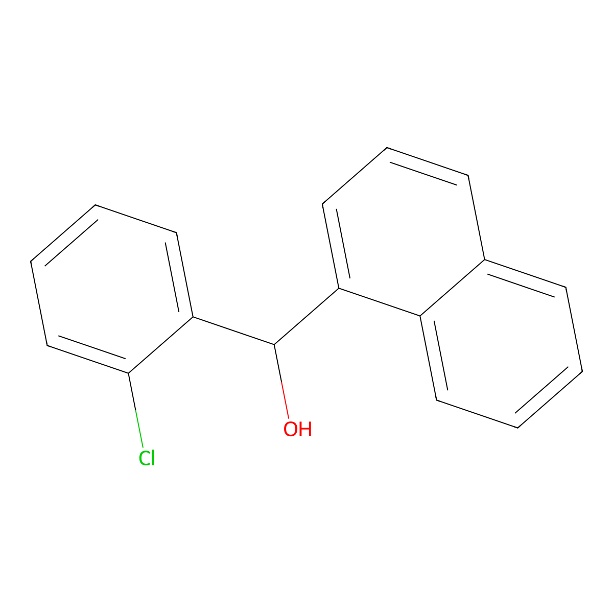 (2-Chlorophenyl)(naphthalen-1-yl)methanol molecular structure, CAS 42074-40-8