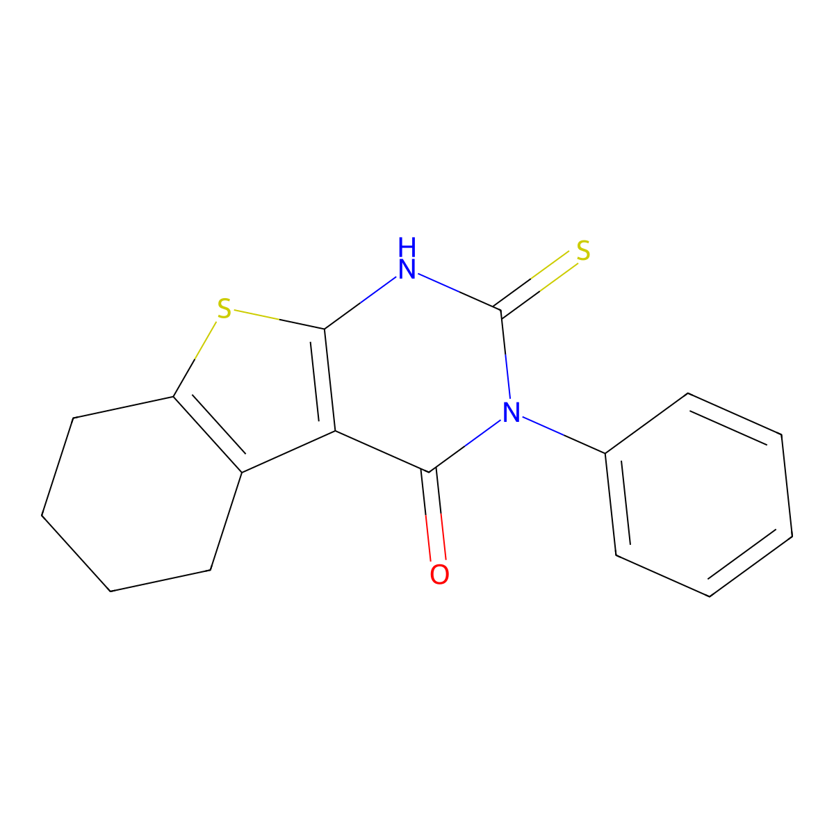3-phenyl-2-sulfanyl-5,6,7,8-tetrahydro[1]benzothieno[2,3-d]pyrimidin-4(3H)-one molecular structure, CAS 42076-13-1