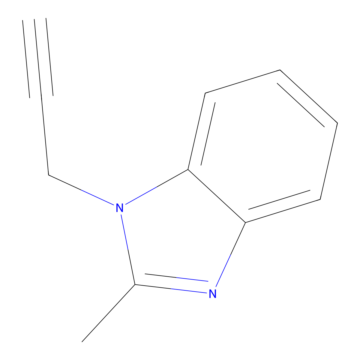 2-methyl-1-(prop-2-yn-1-yl)-1H-1,3-benzodiazole molecular structure, CAS 42076-29-9