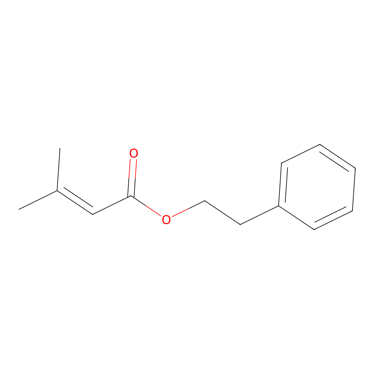 Phenethyl senecioate molecular structure, CAS 42078-65-9
