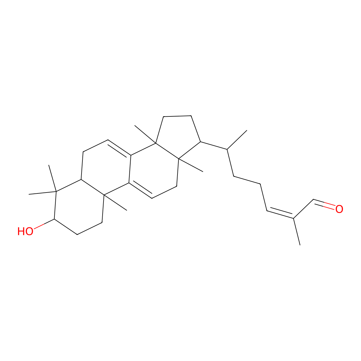 6-(3-hydroxy-4,4,10,13,14-pentamethyl-2,3,5,6,12,15,16,17-octahydro-1H-cyclopenta[a]phenanthren-17-yl)-2-methylhept-2-enal molecular structure, CAS 420781-84-6
