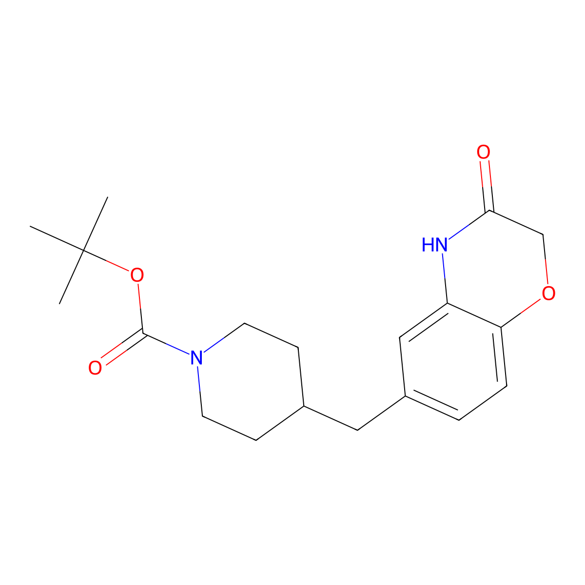 1-Boc-4-((3-Oxo-3,4-dihydro-2H-benzo[b][1,4]oxazin-6-yl)methyl)piperidine molecular structure, CAS 420786-32-9