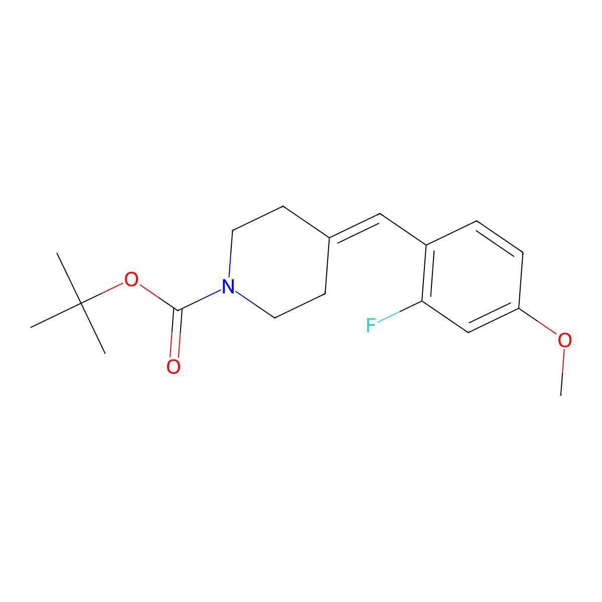 4-[(2-Fluoro-4-methoxyphenyl)methylene]-1-piperidinecarboxylic acid 1,1-dimethylethyl ester molecular structure, CAS 420787-16-2