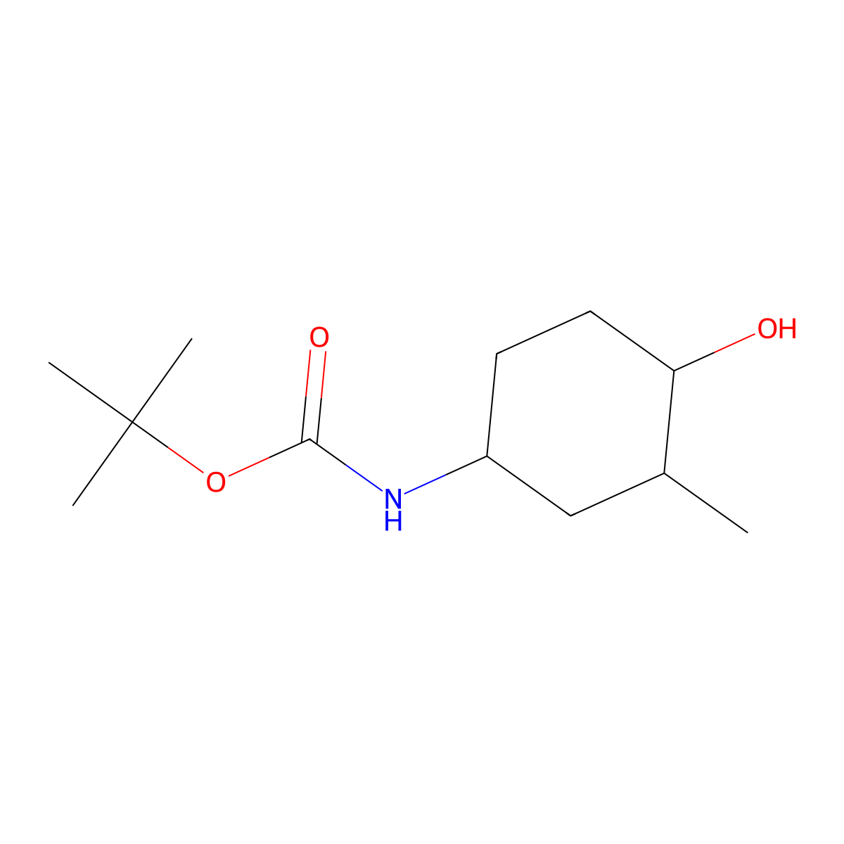 rac-tert-butyl N-[(1R,3R,4R)-4-hydroxy-3-methylcyclohexyl]carbamate molecular structure, CAS 420794-08-7