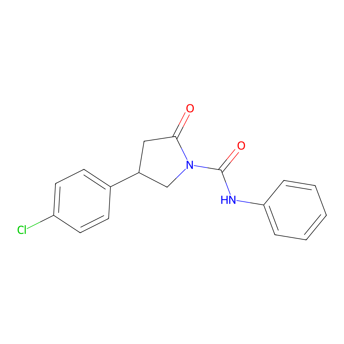 4-(4-chlorophenyl)-2-oxo-N-phenylpyrrolidine-1-carboxamide molecular structure, CAS 420807-00-7