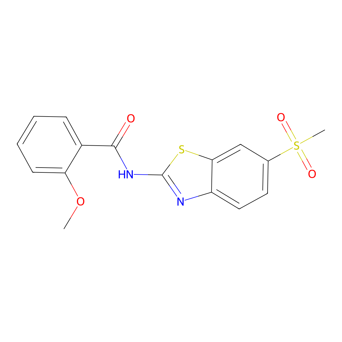 2-methoxy-N-(6-(methylsulfonyl)benzo[d]thiazol-2-yl)benzamide molecular structure, CAS 420808-11-3
