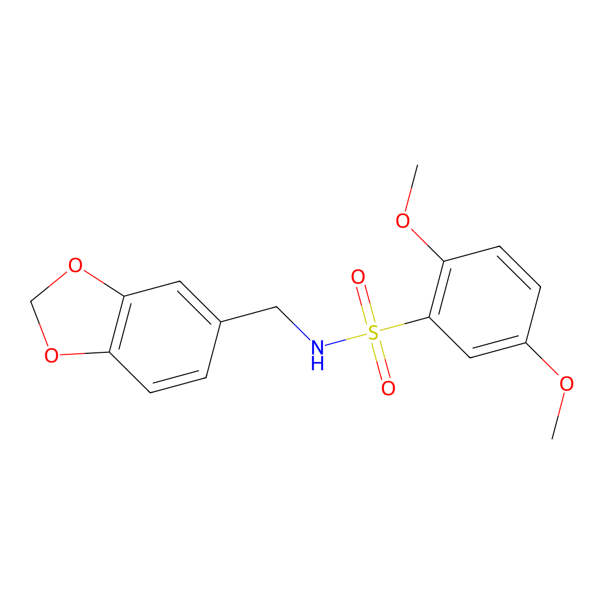 N-(1,3-benzodioxol-5-ylmethyl)-2,5-dimethoxybenzenesulfonamide molecular structure, CAS 420808-12-4