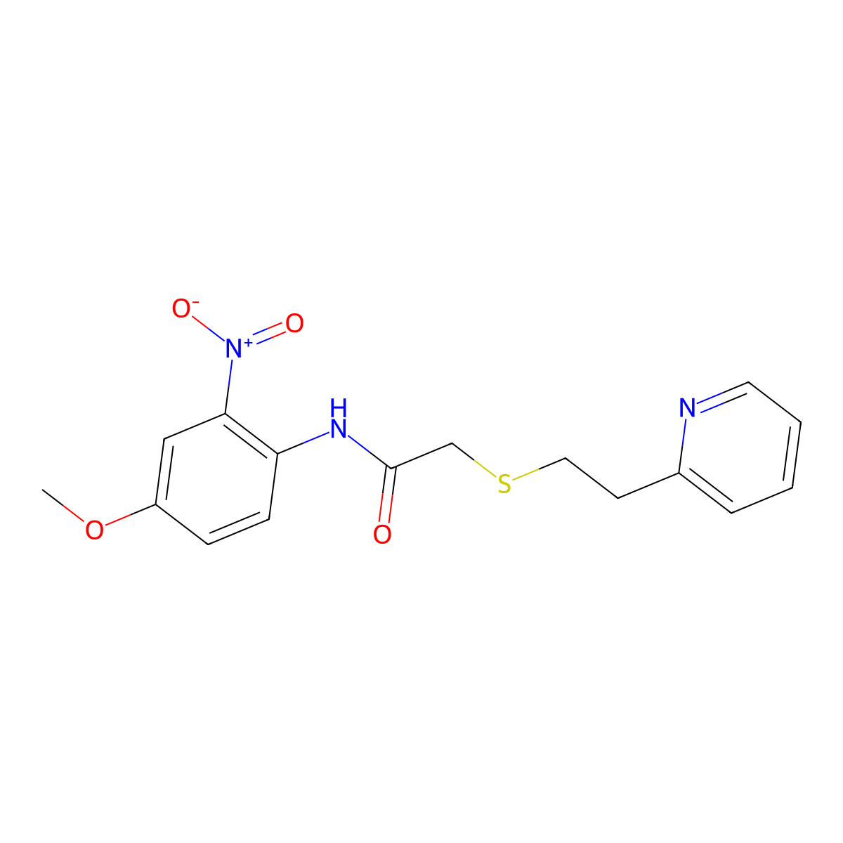 N-(4-methoxy-2-nitrophenyl)-2-(2-pyridin-2-ylethylsulfanyl)acetamide molecular structure, CAS 420808-16-8