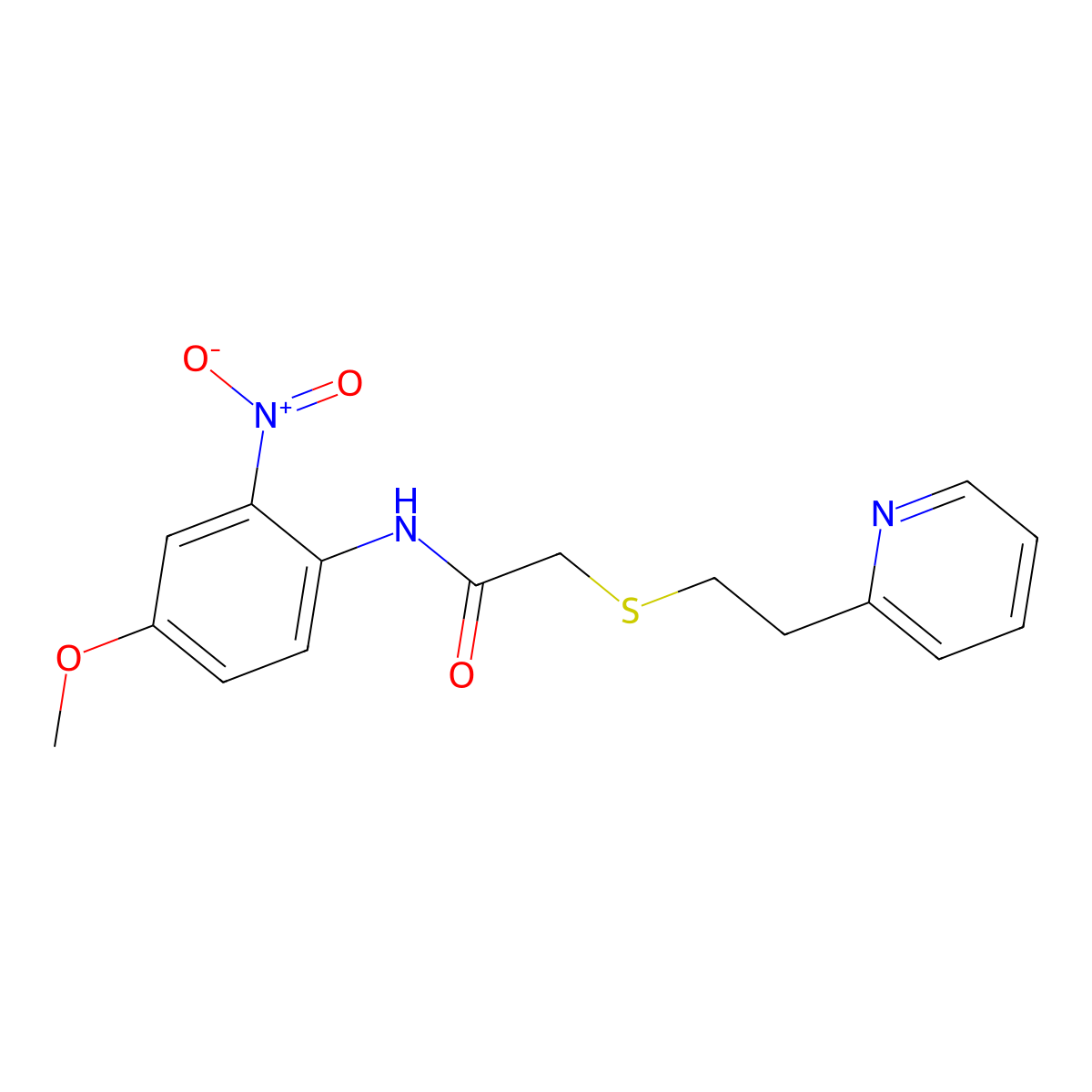 N-(4-methoxy-2-nitrophenyl)-2-(2-pyridin-2-ylethylsulfanyl)acetamide molecular structure, CAS 420808-16-8