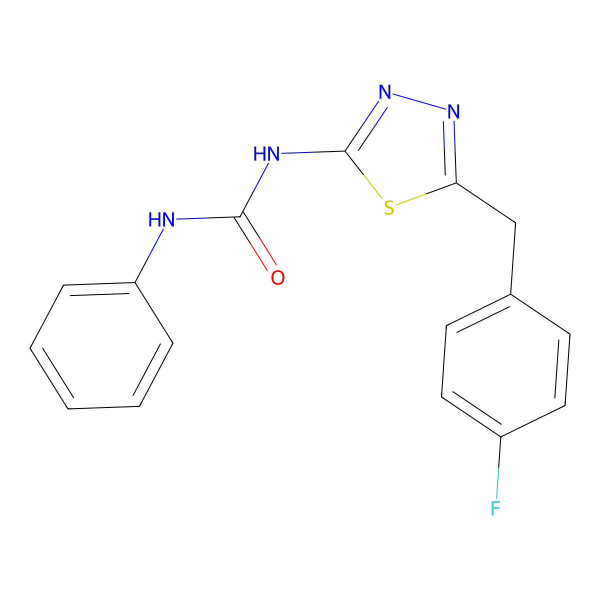 1-[5-[(4-Fluorophenyl)methyl]-1,3,4-thiadiazol-2-yl]-3-phenylurea molecular structure, CAS 420808-60-2