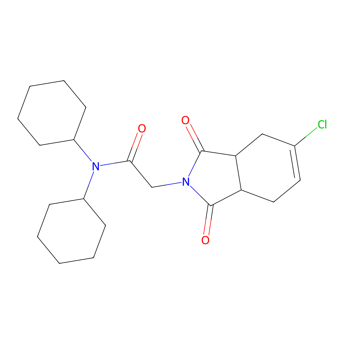 2-(5-chloro-1,3-dioxo-3a,4,7,7a-tetrahydroisoindol-2-yl)-N,N-dicyclohexylacetamide molecular structure, CAS 420809-35-4