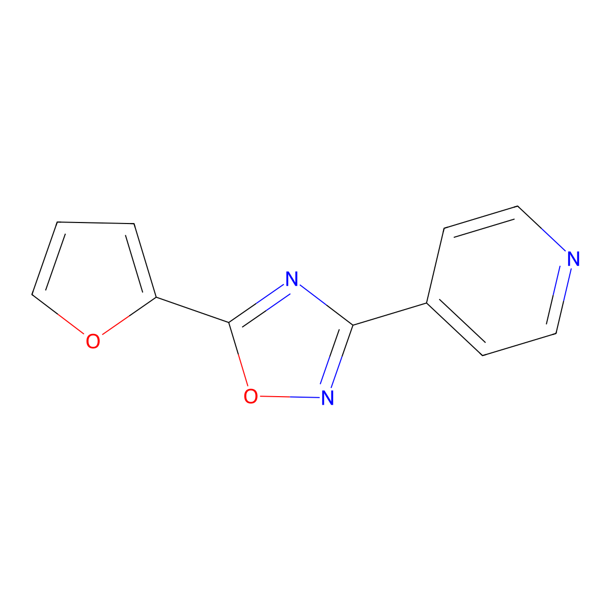 4-[5-(Furan-2-yl)-1,2,4-oxadiazol-3-yl]pyridine molecular structure, CAS 420812-13-1