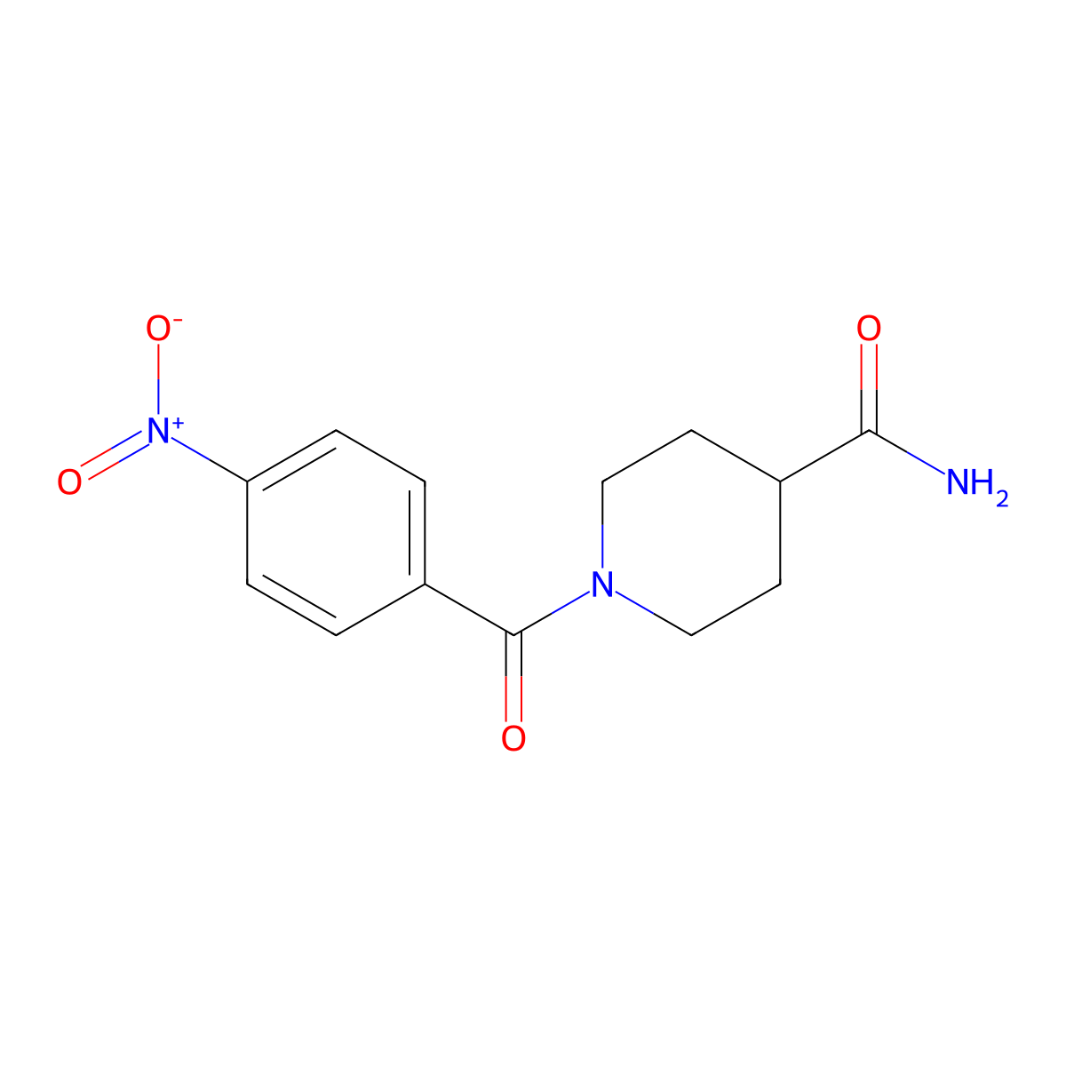 1-(4-Nitrobenzoyl)-4-piperidinecarboxamide molecular structure, CAS 420812-64-2