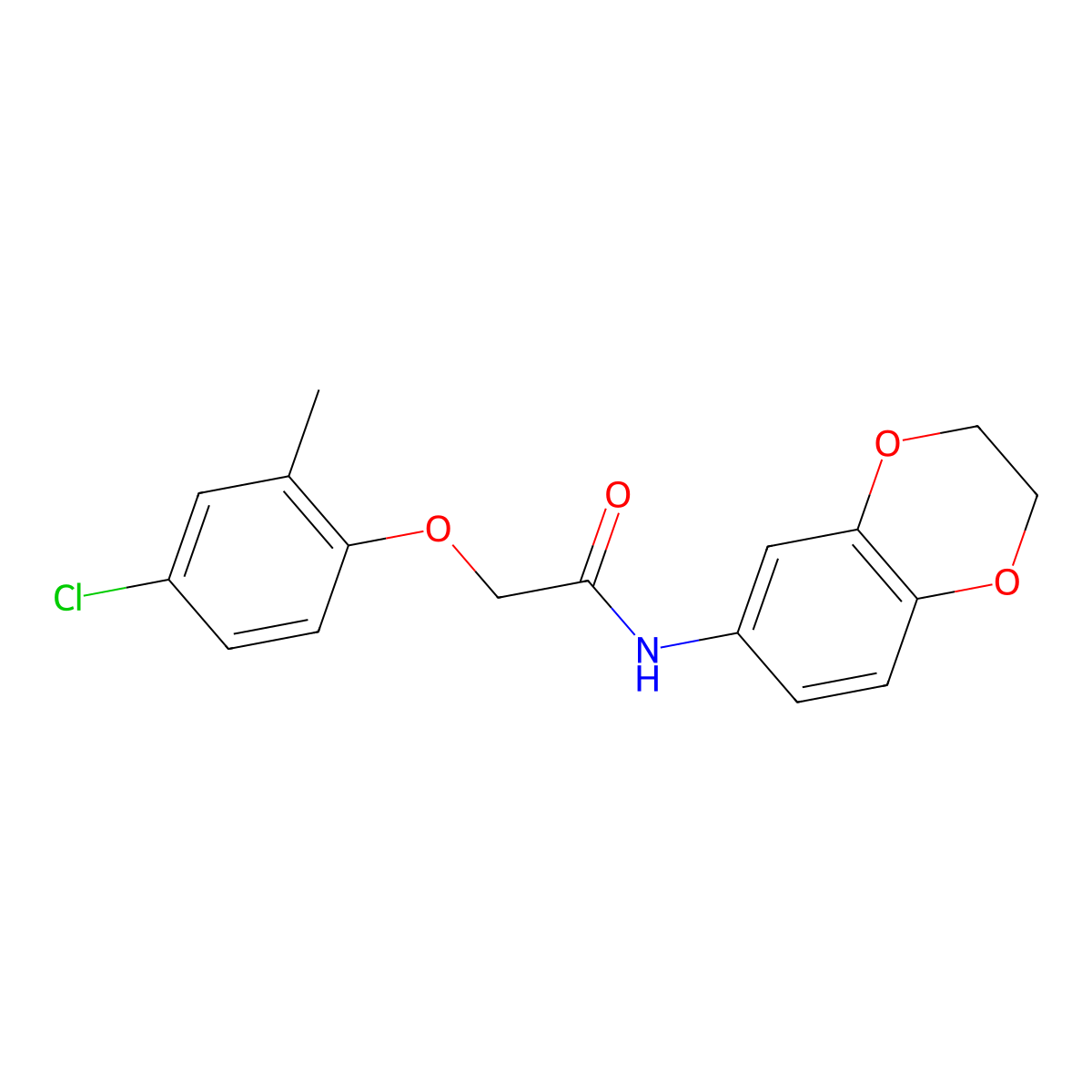 2-(4-chloro-2-methylphenoxy)-N-(2,3-dihydro-1,4-benzodioxin-6-yl)acetamide molecular structure, CAS 420812-84-6