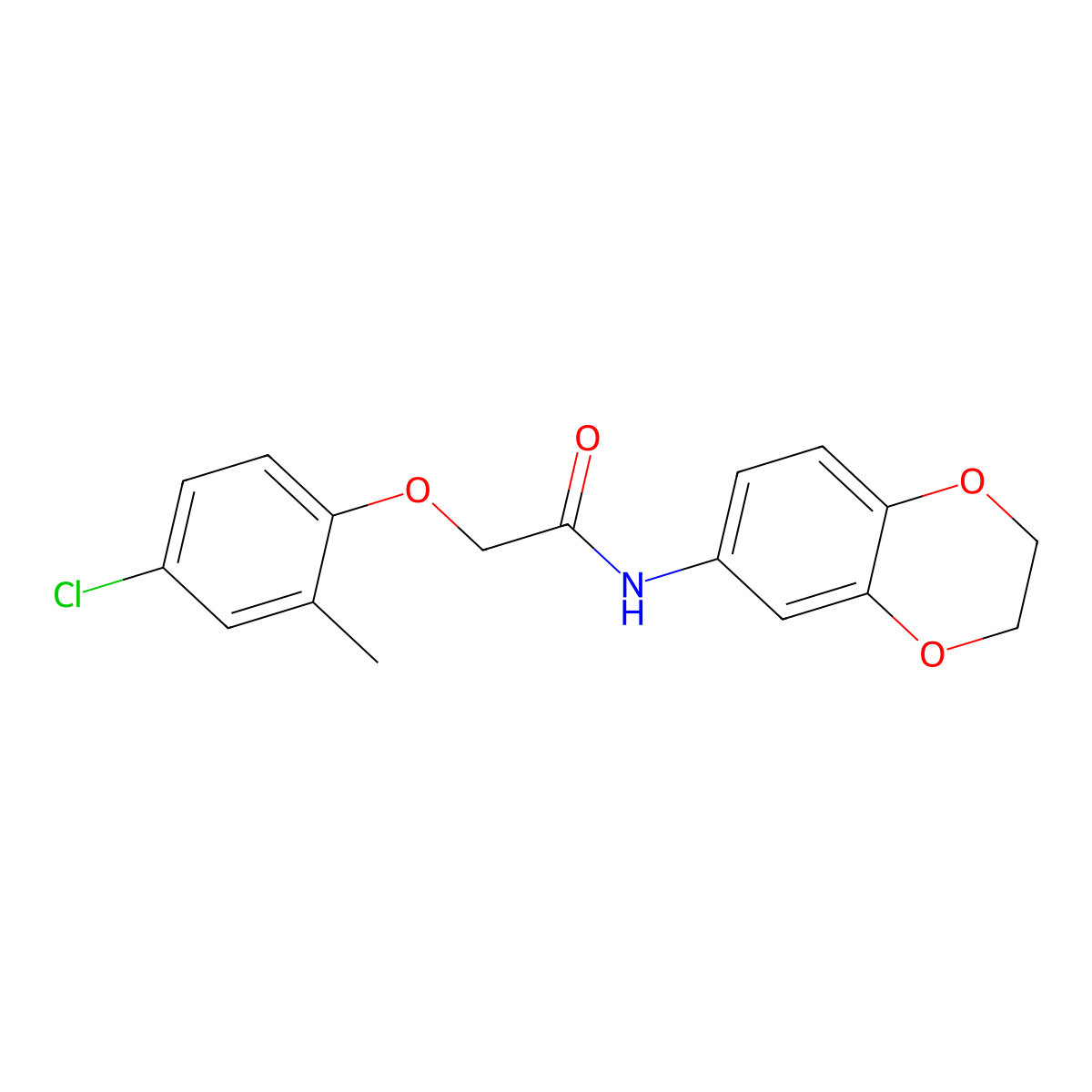 2-(4-chloro-2-methylphenoxy)-N-(2,3-dihydro-1,4-benzodioxin-6-yl)acetamide molecular structure, CAS 420812-84-6