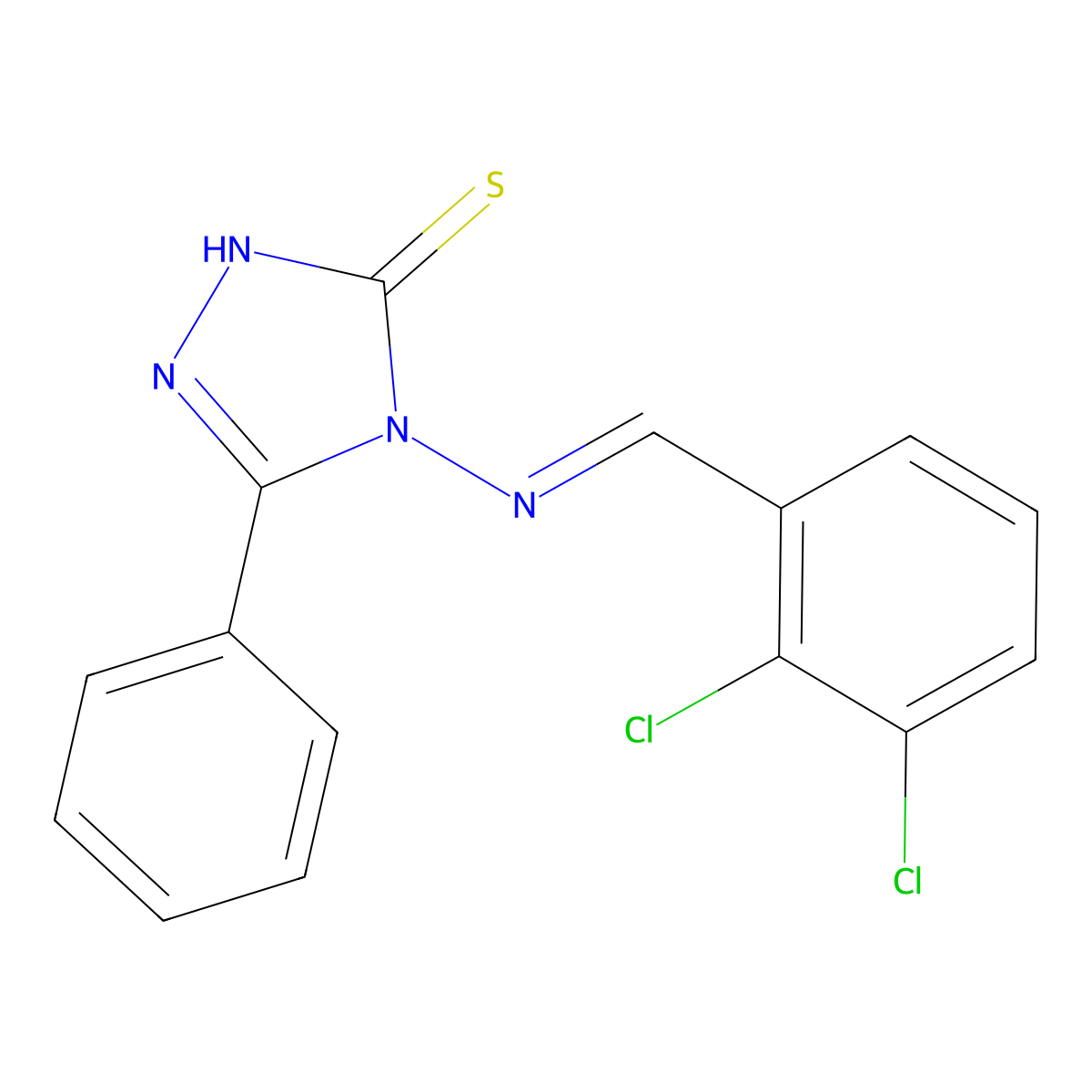 4-[(1Z)-2-(2,3-dichlorophenyl)-1-azavinyl]-5-phenyl-1,2,4-triazole-3-thiol molecular structure, CAS 420813-25-8