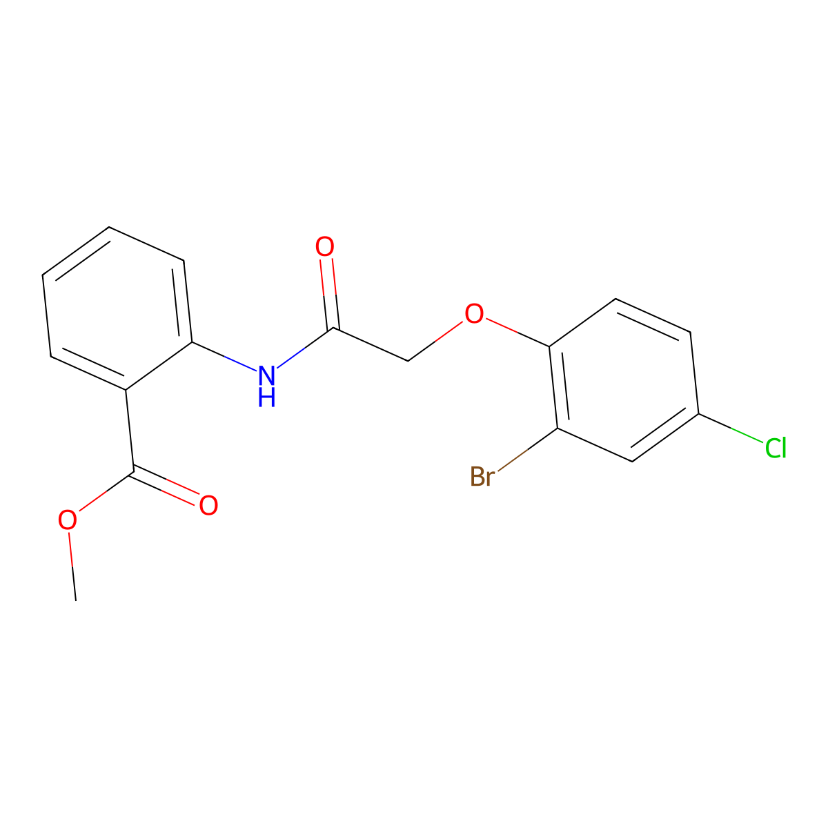 Methyl 2-{[(2-bromo-4-chlorophenoxy)acetyl]amino}benzoate molecular structure, CAS 420813-40-7