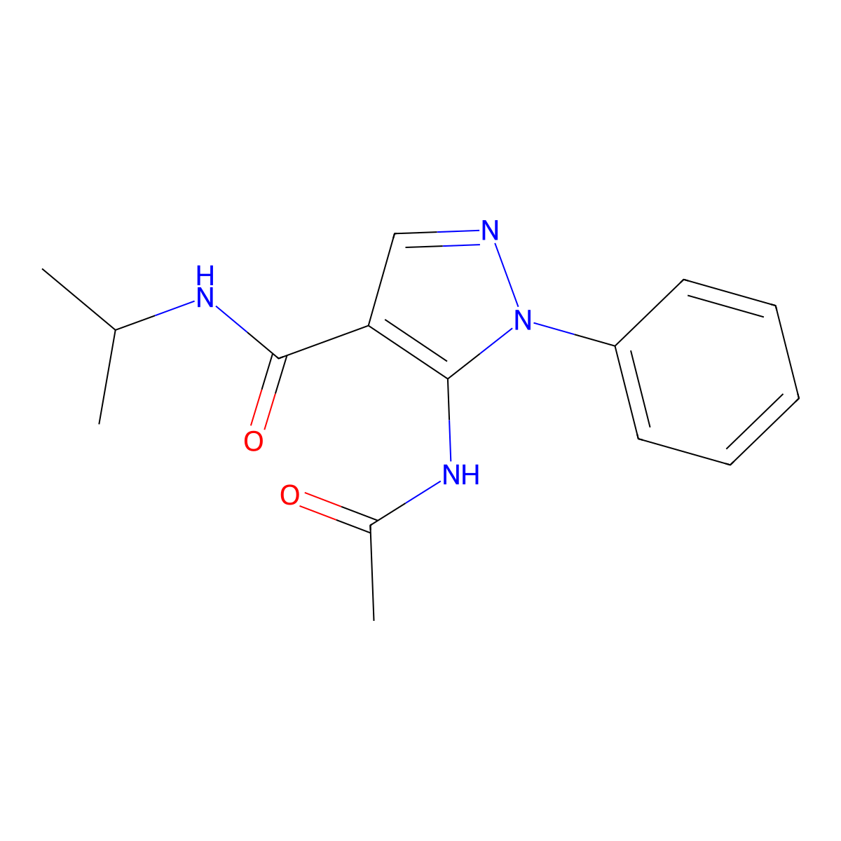 5-(acetylamino)-N-isopropyl-1-phenyl-1H-pyrazole-4-carboxamide molecular structure, CAS 420814-06-8