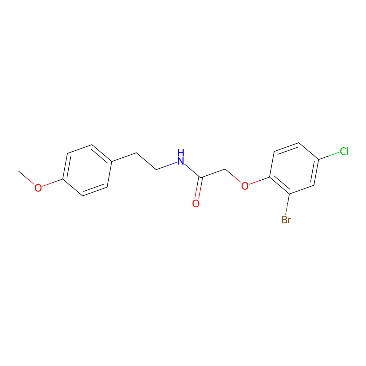 2-(2-bromo-4-chlorophenoxy)-N-[2-(4-methoxyphenyl)ethyl]acetamide molecular structure, CAS 420814-32-0