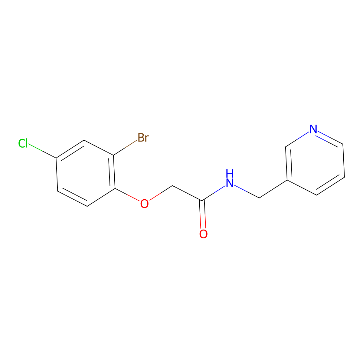 2-(2-bromo-4-chlorophenoxy)-N-(pyridin-3-ylmethyl)acetamide molecular structure, CAS 420814-40-0