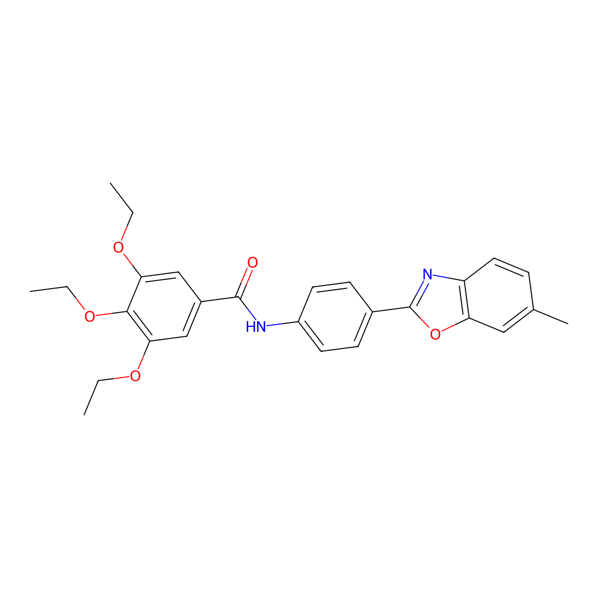 3,4,5-triethoxy-N-[4-(6-methyl-1,3-benzoxazol-2-yl)phenyl]benzamide molecular structure, CAS 420814-79-5