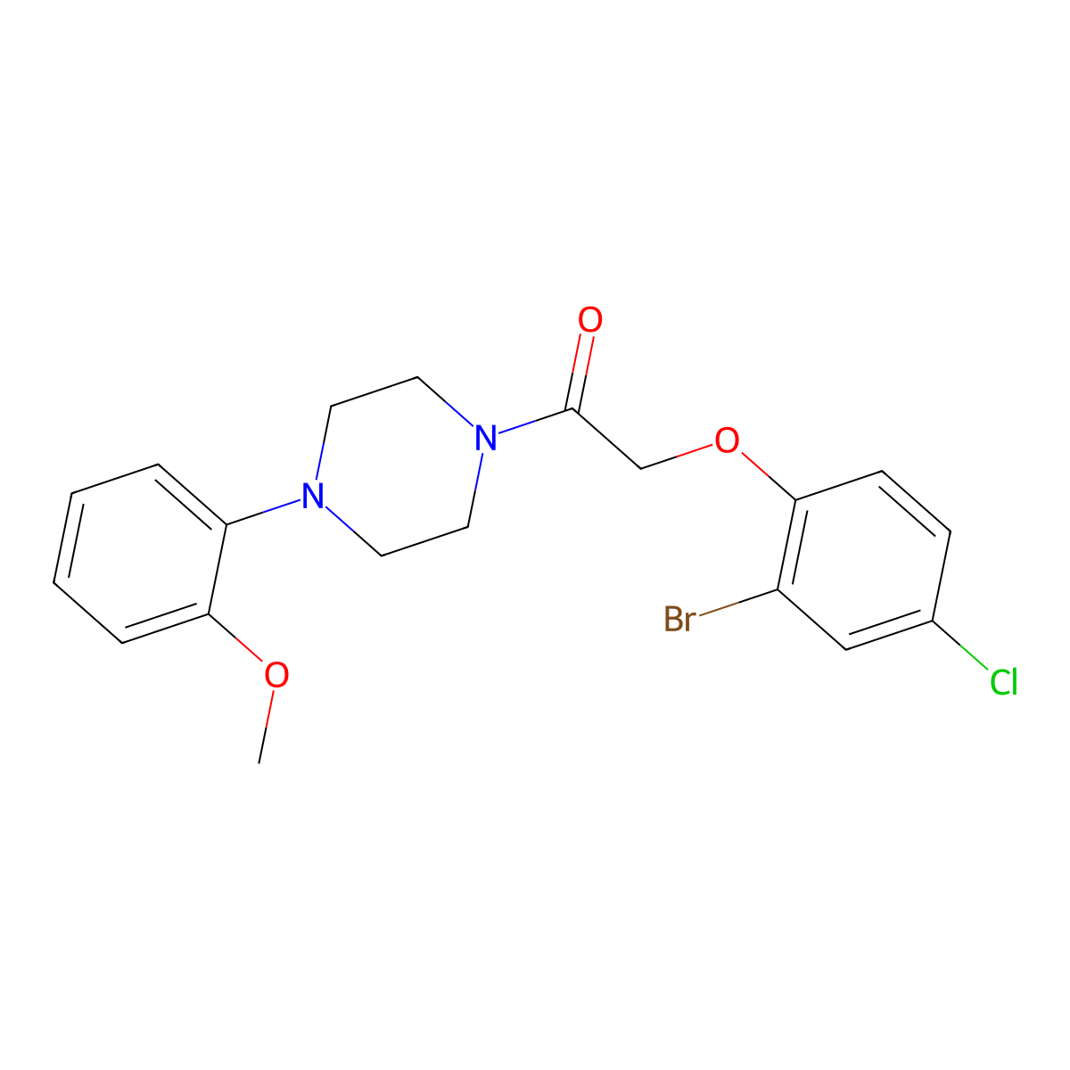 2-(2-Bromo-4-chlorophenoxy)-1-[4-(2-methoxyphenyl)piperazin-1-yl]ethanone molecular structure, CAS 420815-55-0