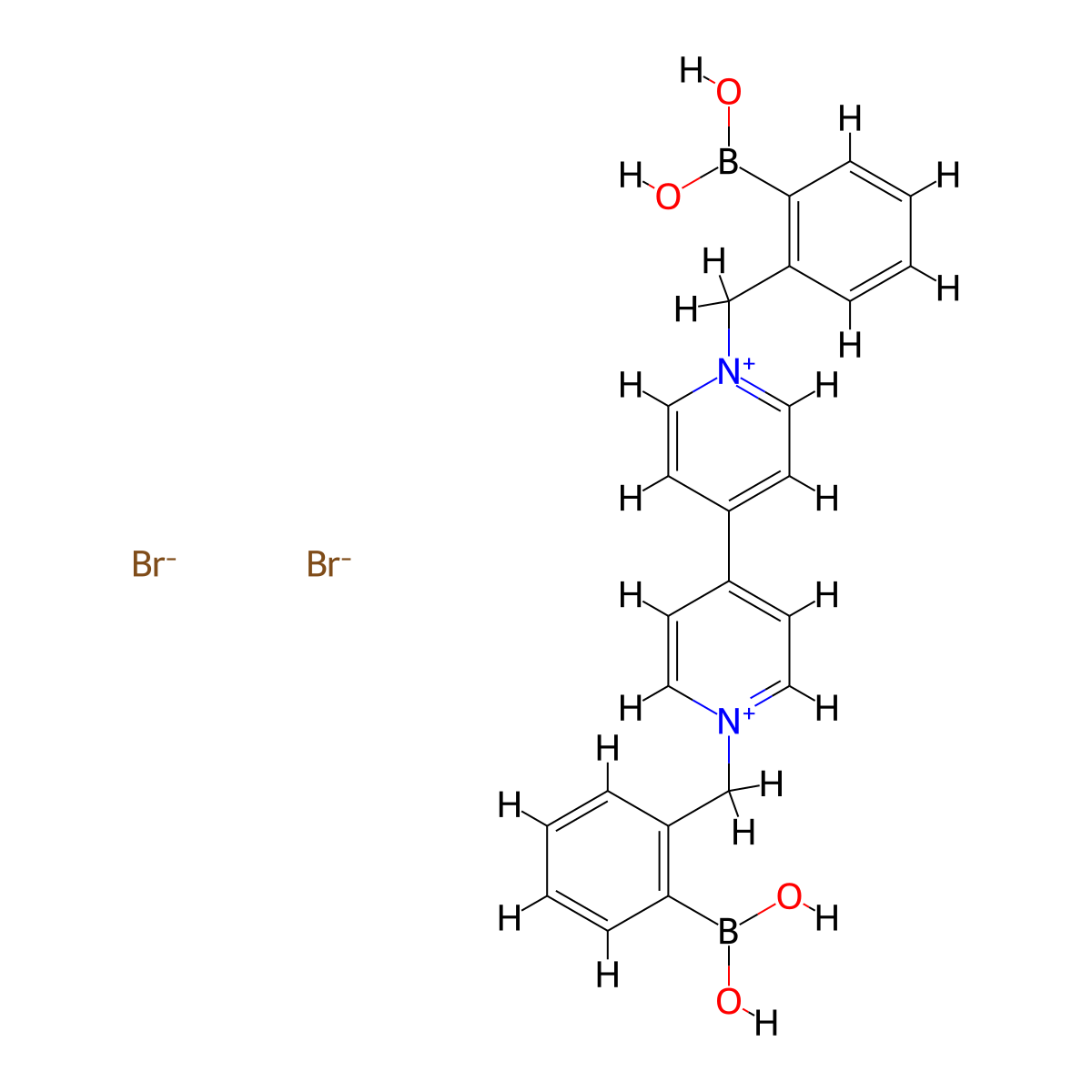 4,4'-Bipyridinium, 1,1'-bis[(2-boronophenyl)methyl]-, dibromide molecular structure, CAS 420816-02-0