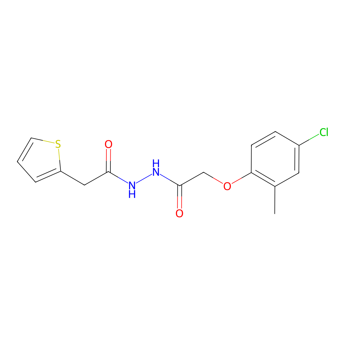 2-(4-chloro-2-methylphenoxy)-N'-(thiophen-2-ylacetyl)acetohydrazide molecular structure, CAS 420816-06-4