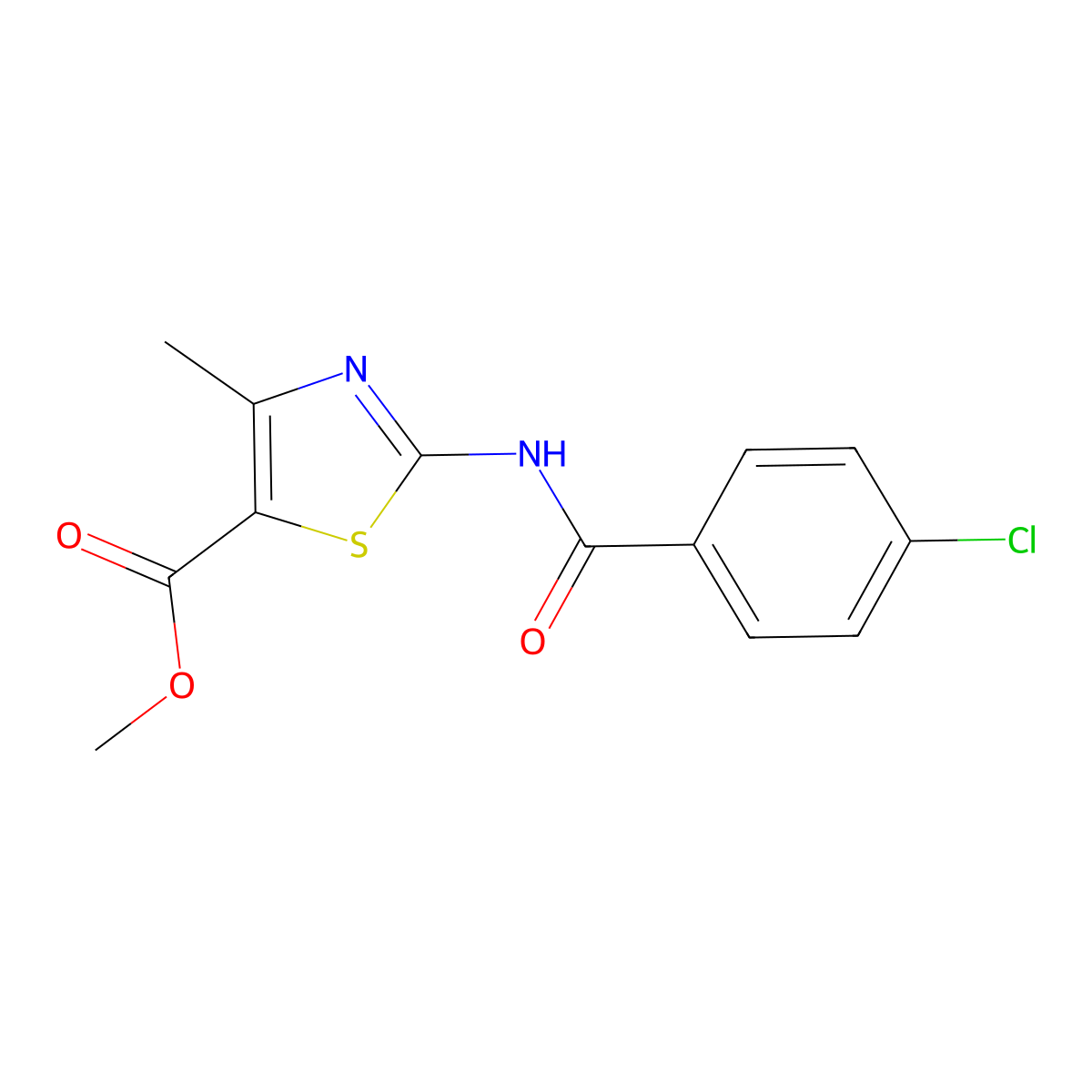 Methyl 2-[(4-chlorobenzoyl)amino]-4-methyl-1,3-thiazole-5-carboxylate molecular structure, CAS 420816-13-3