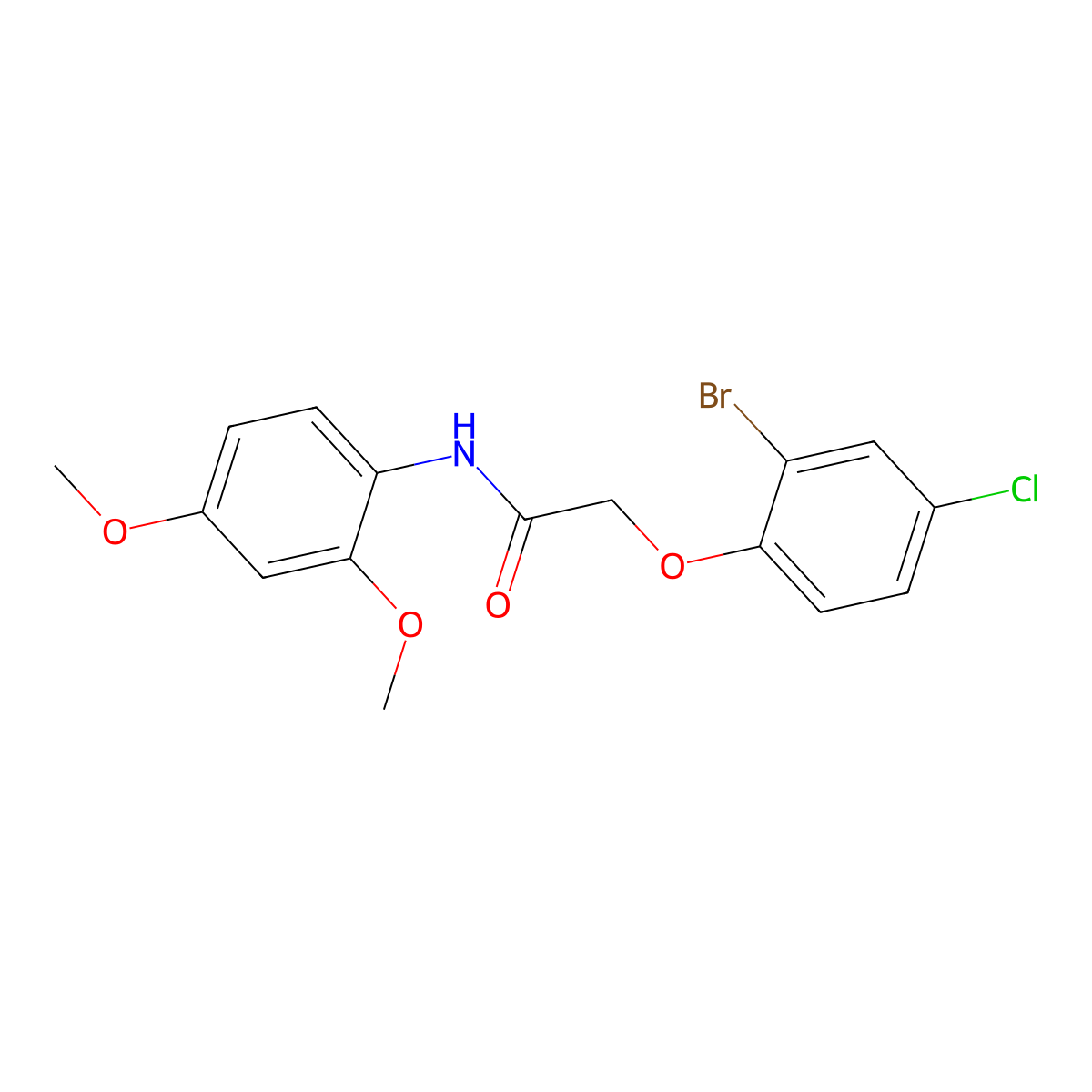 2-(2-bromo-4-chlorophenoxy)-N-(2,4-dimethoxyphenyl)acetamide molecular structure, CAS 420816-23-5