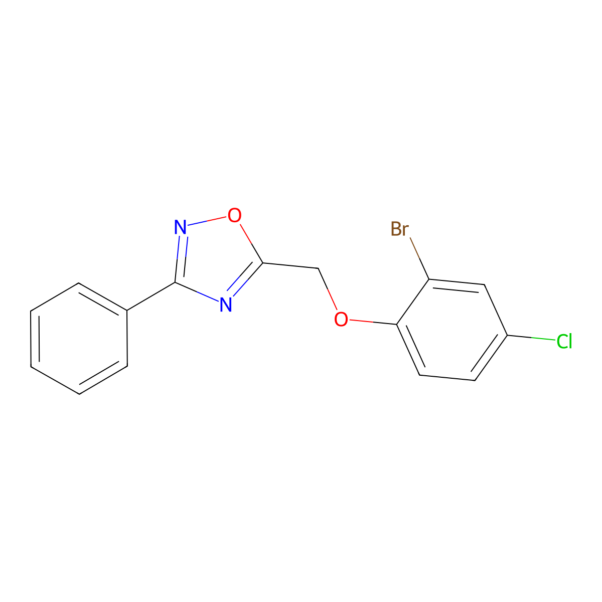 5-[(2-Bromo-4-chlorophenoxy)methyl]-3-phenyl-1,2,4-oxadiazole molecular structure, CAS 420816-30-4