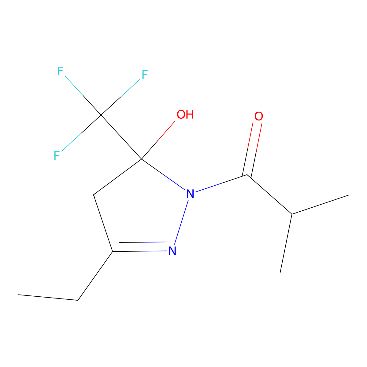 1-[3-ethyl-5-hydroxy-5-(trifluoromethyl)-4H-pyrazol-1-yl]-2-methylpropan-1-one molecular structure, CAS 420816-33-7