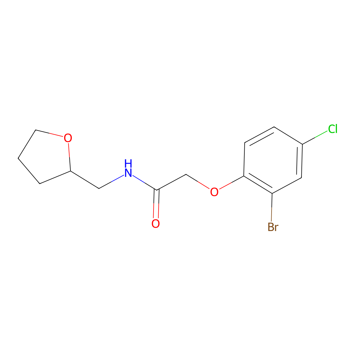 2-(2-bromo-4-chlorophenoxy)-N-(oxolan-2-ylmethyl)acetamide molecular structure, CAS 420816-43-9