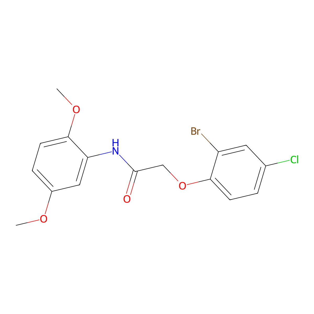 2-(2-bromo-4-chlorophenoxy)-N-(2,5-dimethoxyphenyl)acetamide molecular structure, CAS 420816-48-4
