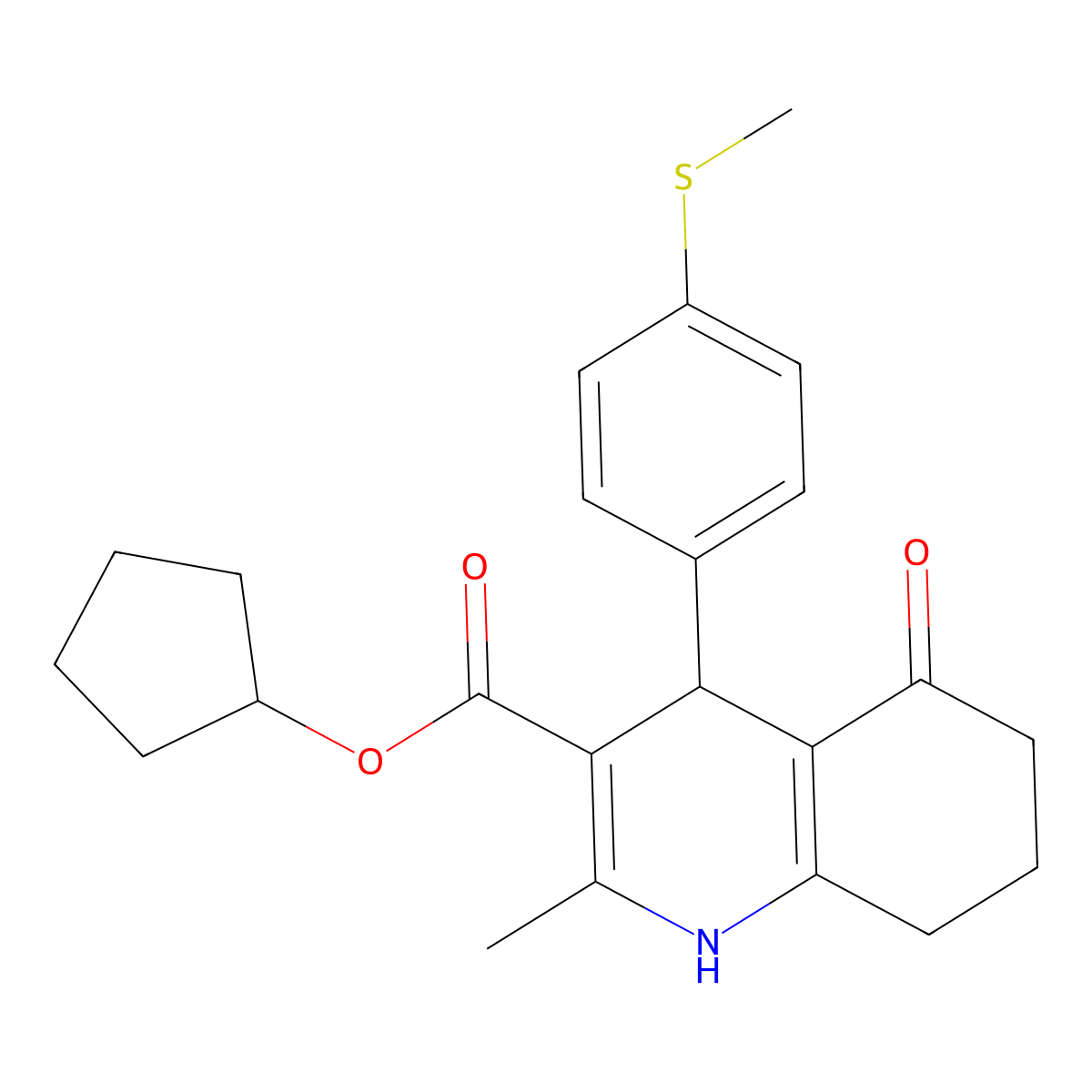 Cyclopentyl 2-methyl-4-[4-(methylsulfanyl)phenyl]-5-oxo-1,4,5,6,7,8-hexahydroquinoline-3-carboxylate molecular structure, CAS 420818-98-0